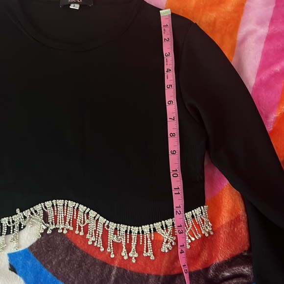 Micas Black Jeweled Crop Top (NWT) — Best Fit S/M 💎🖤 - Picture 7 of 8